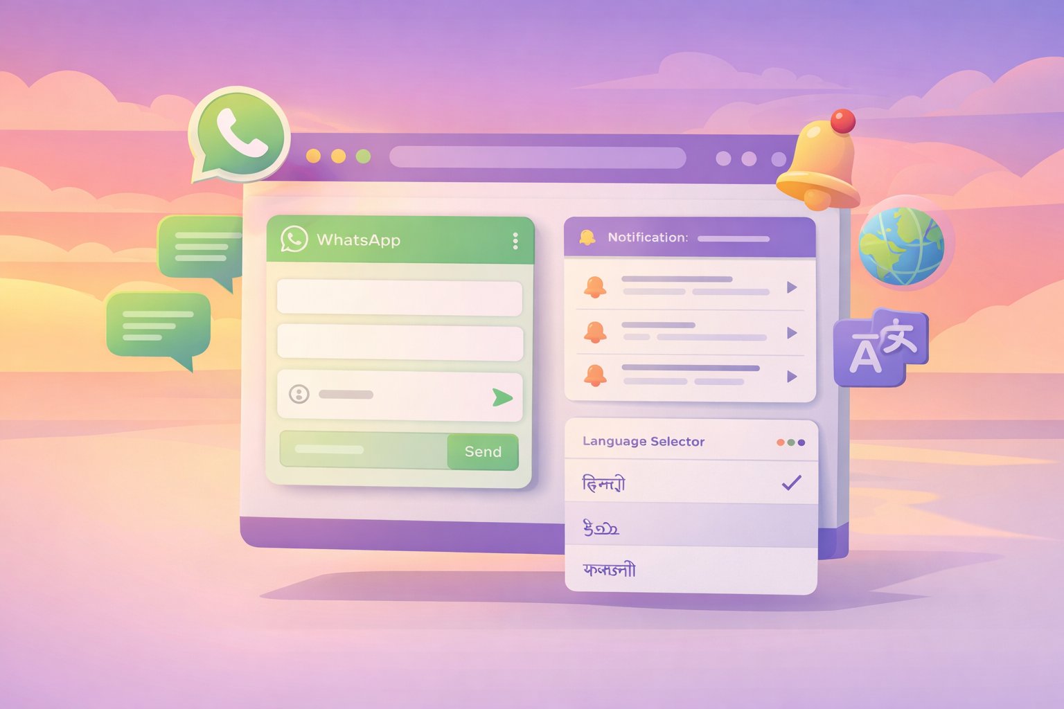 WhatsApp notifications, vernacular support, and communication tools