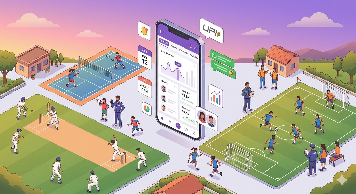 BharatSC sports academy management — venues, coaches, members, and payments from one platform